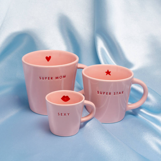 Ceramic cappuccino cup - SUPER STAR pink 250ml