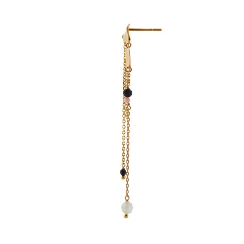 FESTIVE CLEAR SEA EARRING WITH CHAINS & STONES - SINGLE