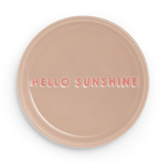 Ceramic petit four plate - HELLO SUNSHINE beige ø8.5cm