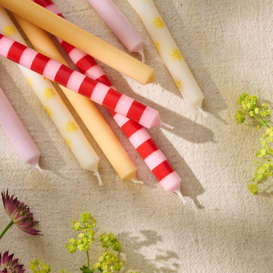 Kertelys stribet rød/lyserød