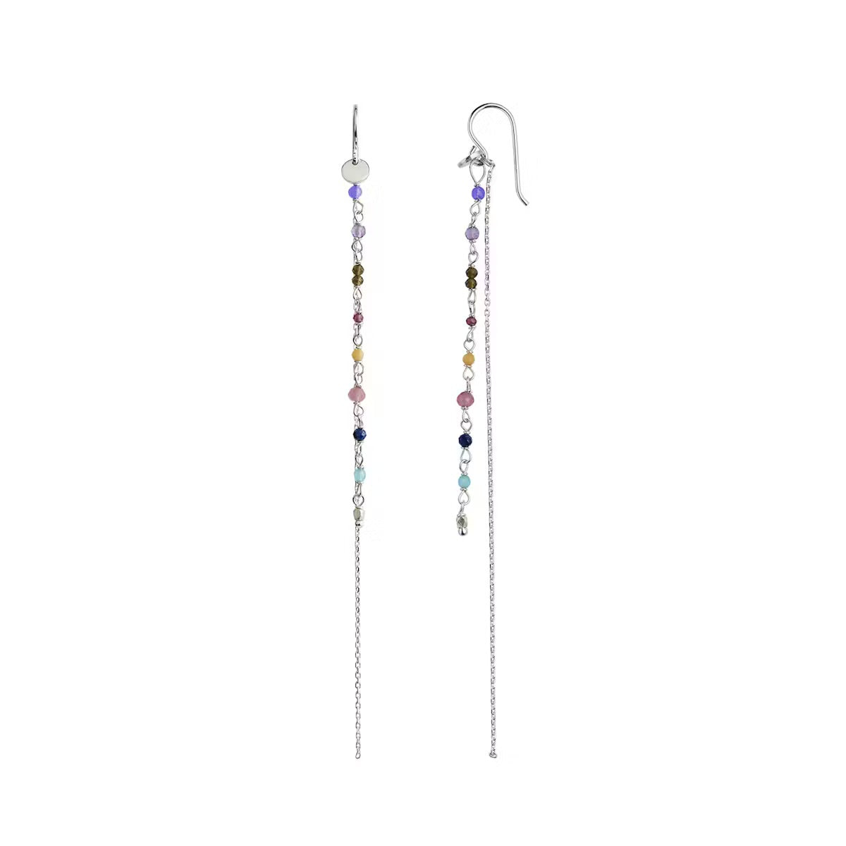 Petit gemstones with long chain earring mix
