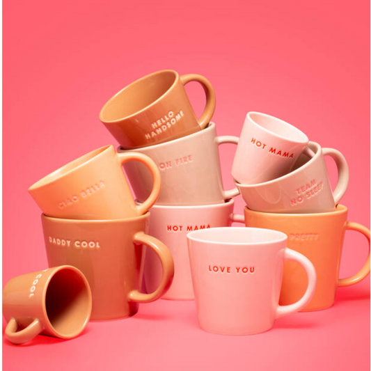 Ceramic cappucino cup 250ml - LOVE YOU pink