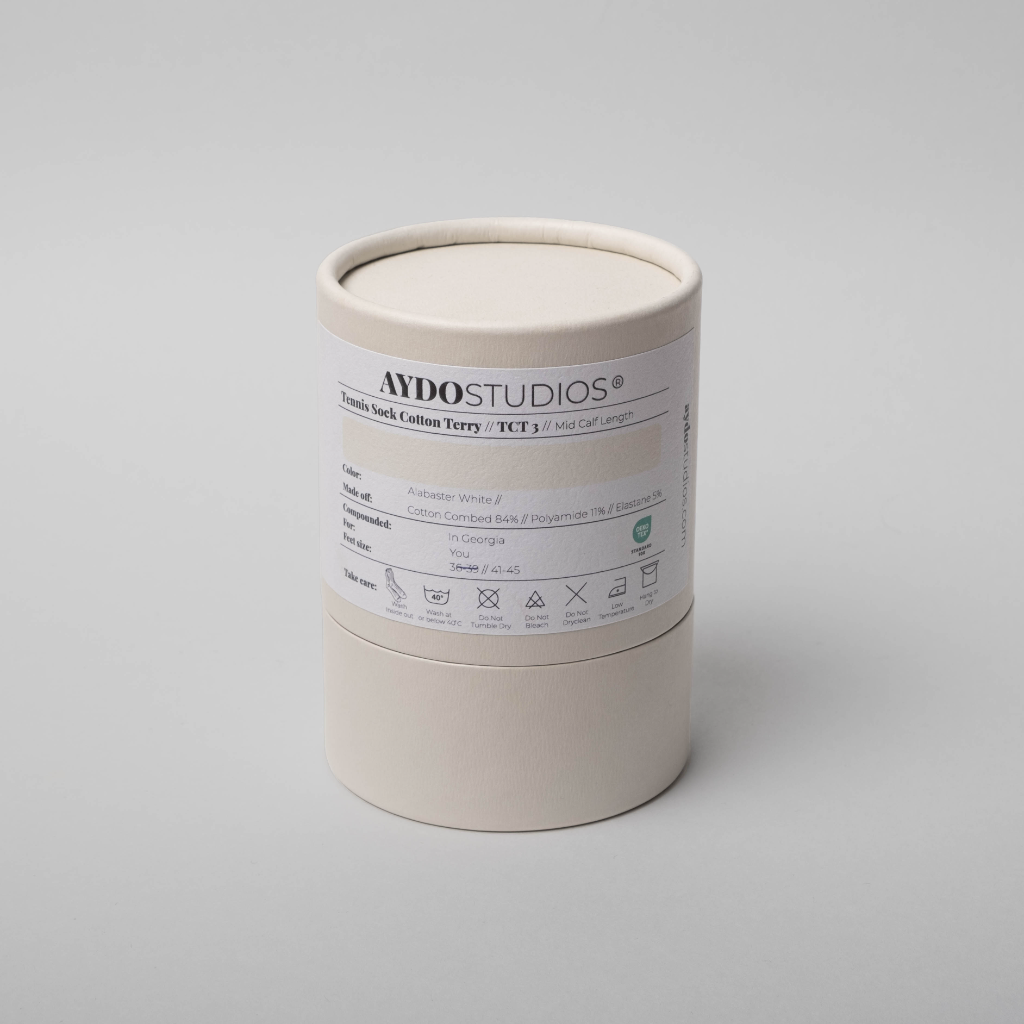 Tennis Sock Cotton Terry / Mid Calf / Alabaster White