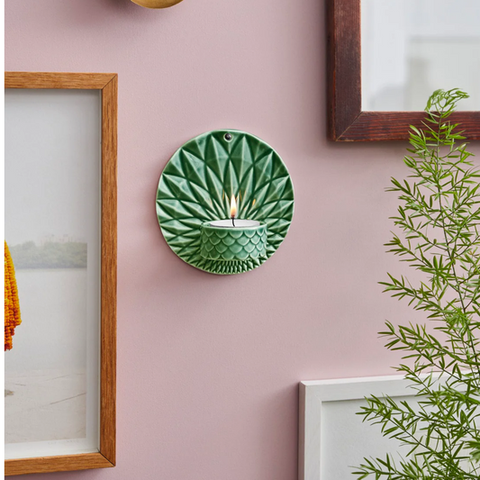 Pipanella væghængt fyrfadsstage / Grøn