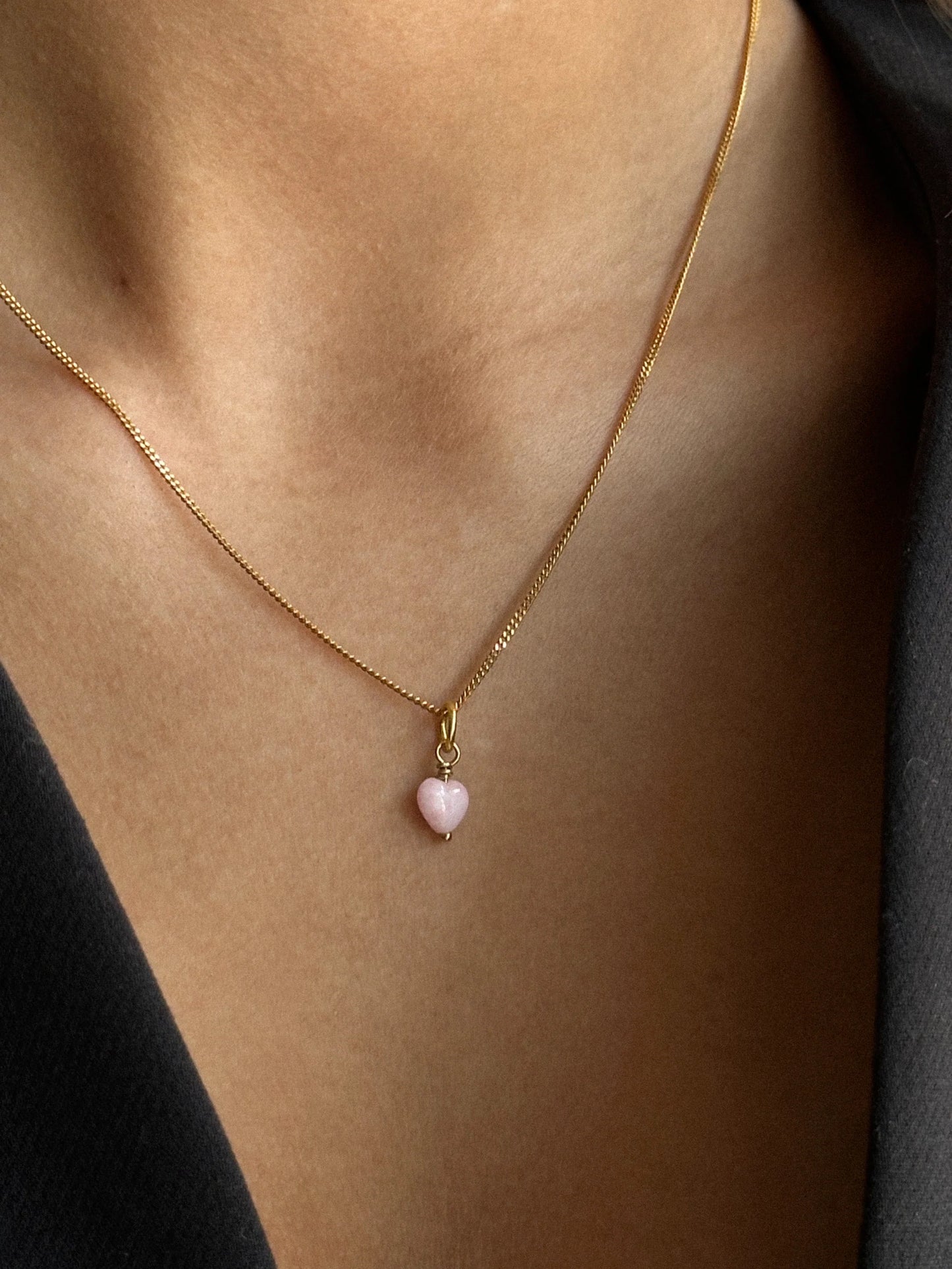 French mini heart vedhæng / Opal