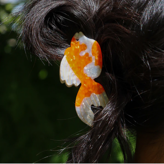 Slørhale Hårklemme / Orange/Hvid