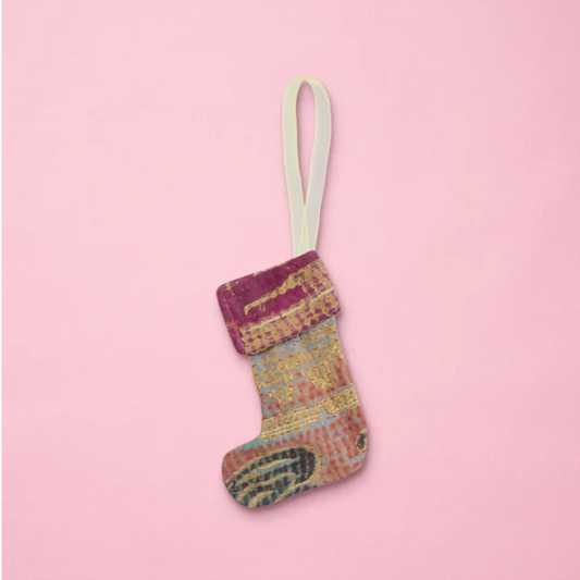 Christmas Kantha Sock Ornament