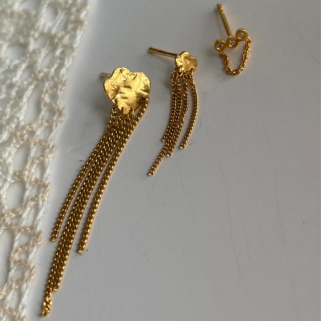 Three Dots with Mini Chain Earring / Single