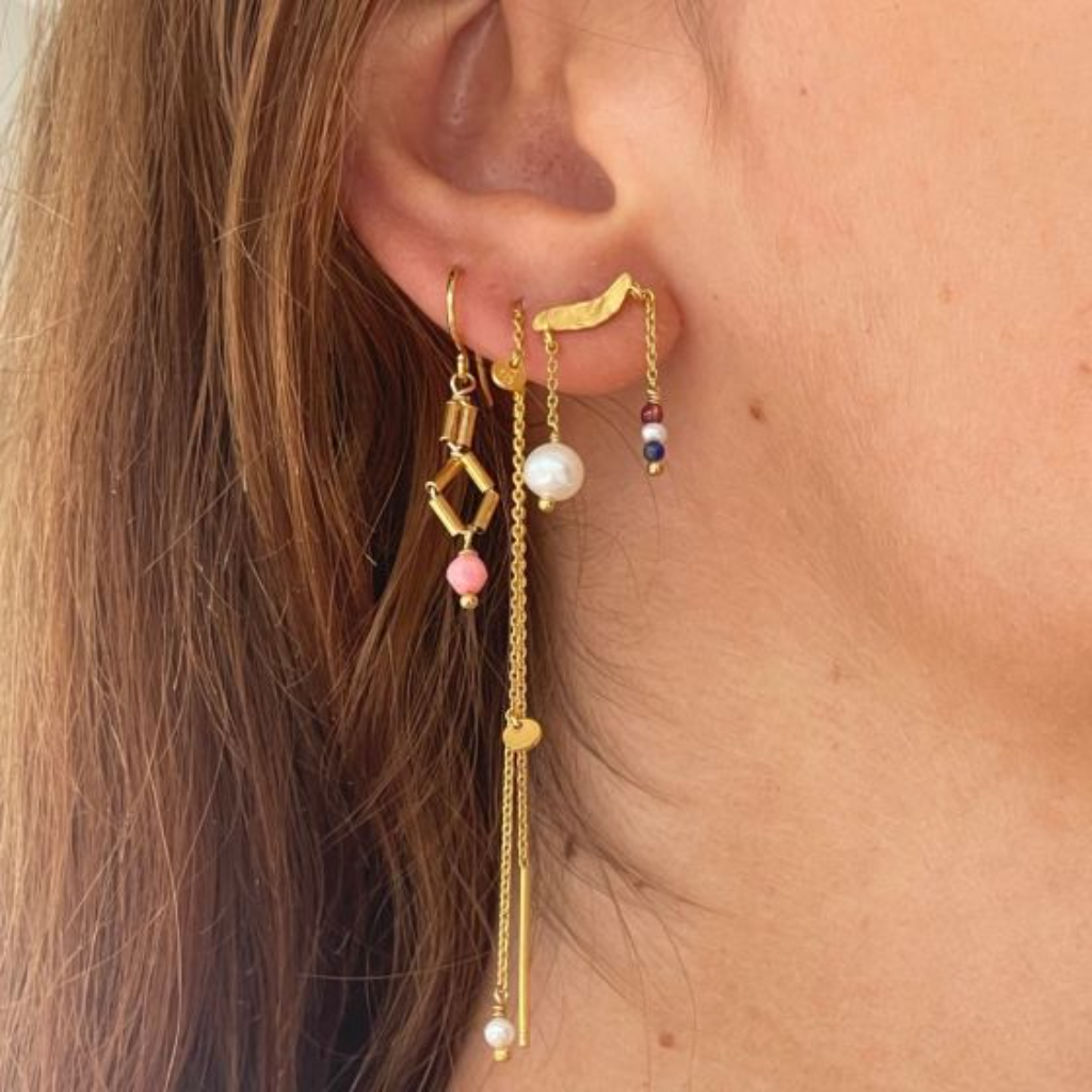 PETIT GOLD SPLASH EARRING CHAINS & FRENCH KISS - SINGLE