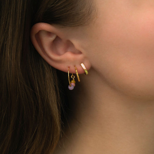 Petit circus huggie earring yellow & pink sorbet enamel