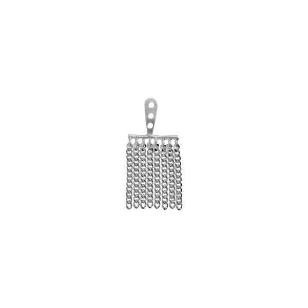 Dancing chains behind ear earring silver