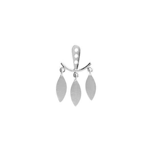 Dancing three leaves behind ear silver