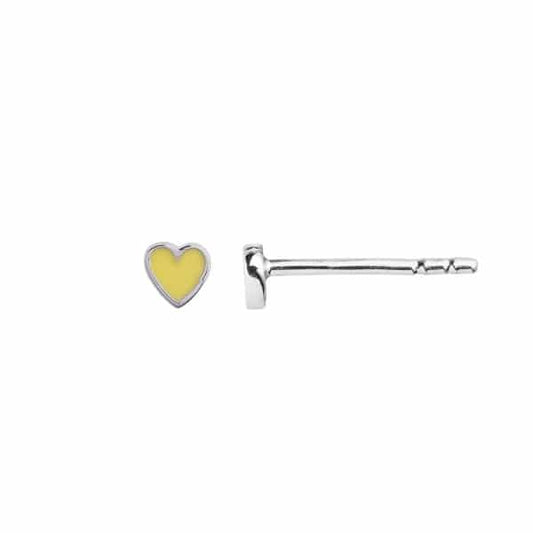 Petit love heart yellow enamel silver