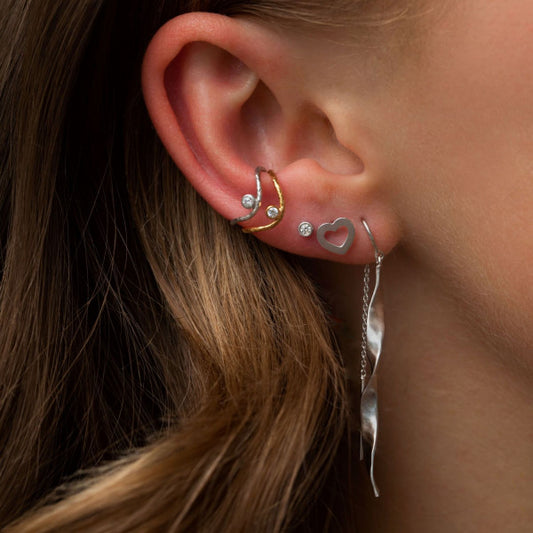 Petit open love heart earring silver