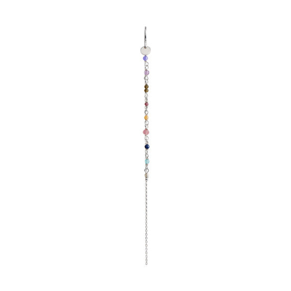 Petit gemstones with long chain earring silver / Berry mix