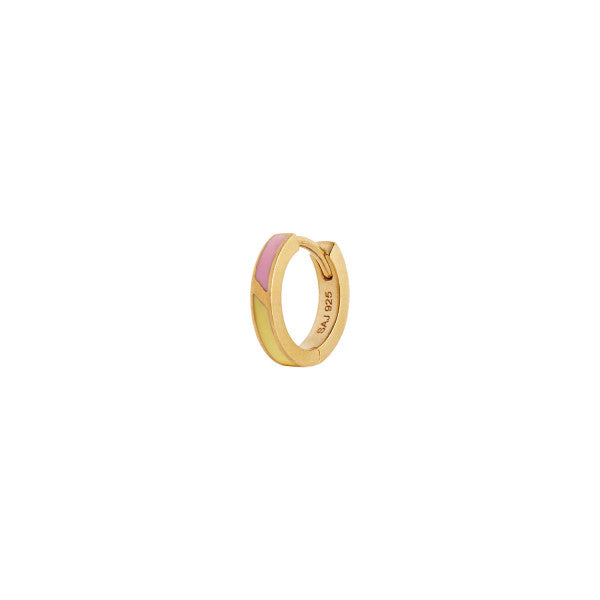 Petit circus huggie earring yellow & pink sorbet enamel