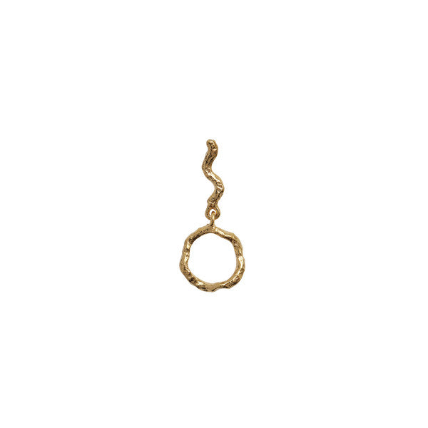 Petit wavy dangling circle earring with stone