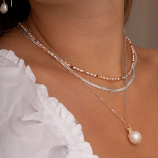 Short snake necklace silver