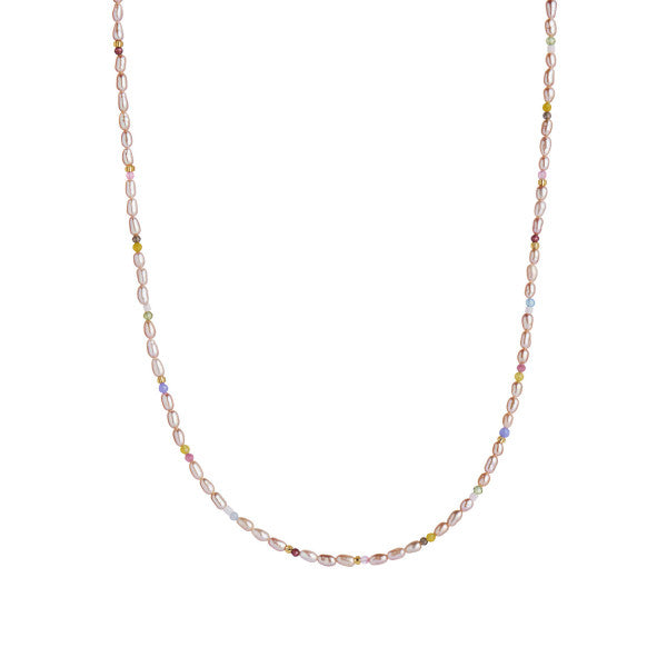 Confetti pearl necklace with beige and pastel mix