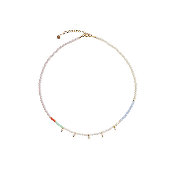 Heavenly pearl dream necklace with five pendants – coral & cool mint
