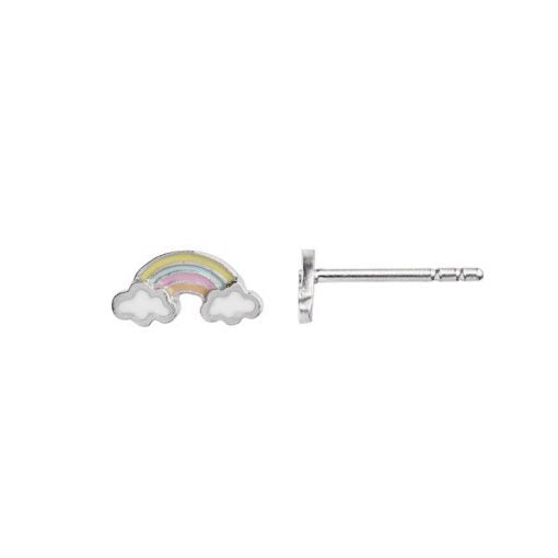 Love rainbow with enamel earring silver