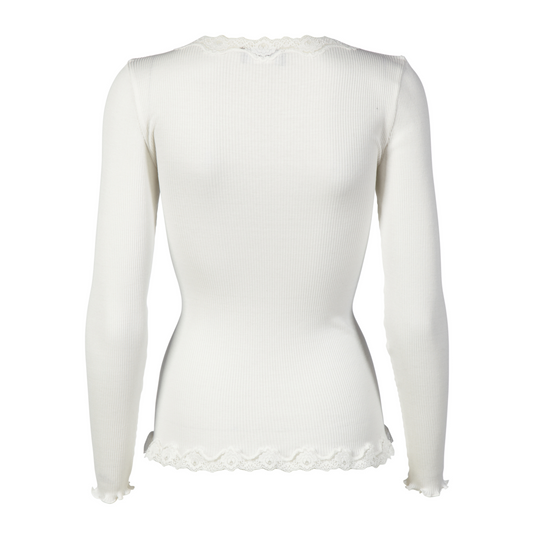 Silkecardigan med blonder / New white