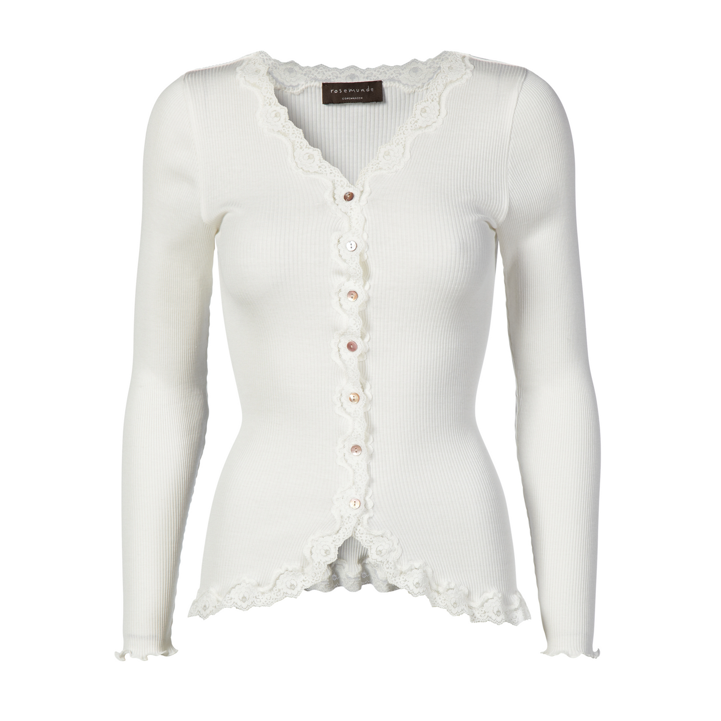 Silkecardigan med blonder / New white