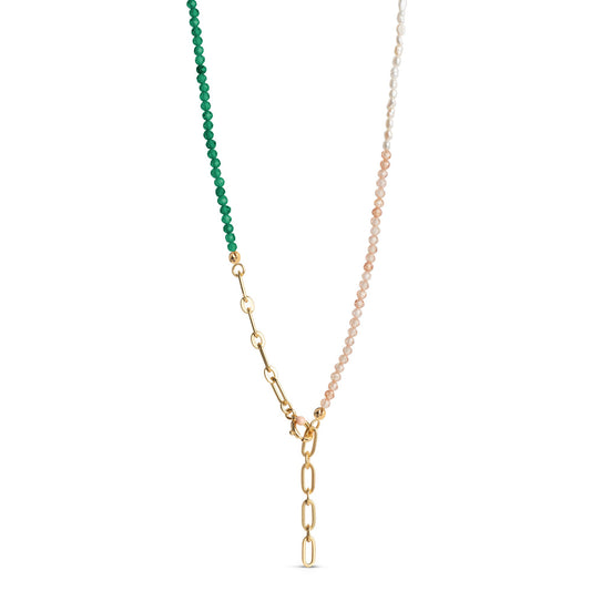 Gabriella necklace / Green, peach and pearl