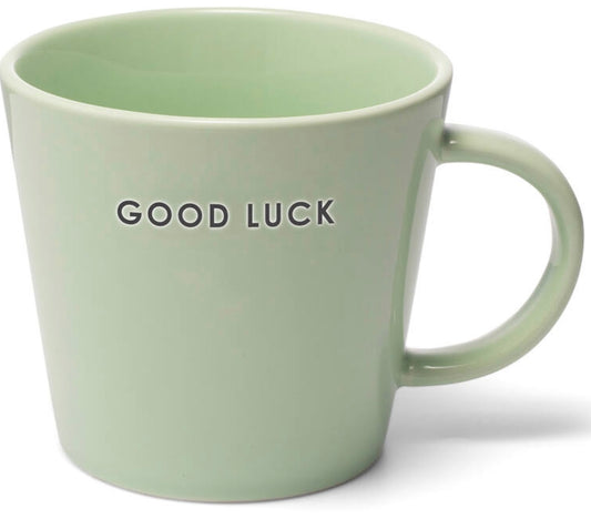 Ceramic cappucino cup 250ml - GOOD LUCK light green