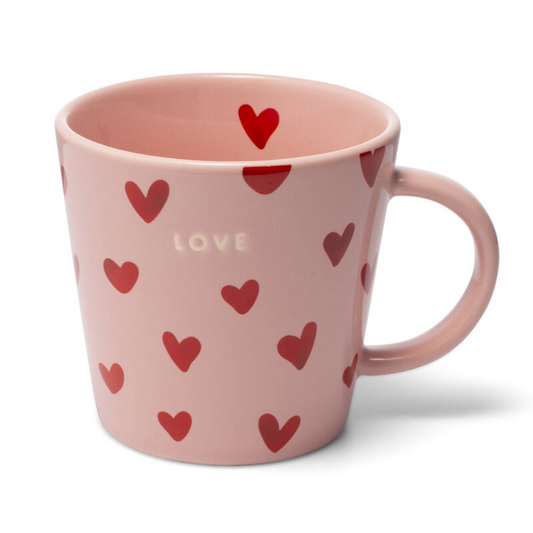 Ceramic tea cup hearts - LOVE pink 350ml