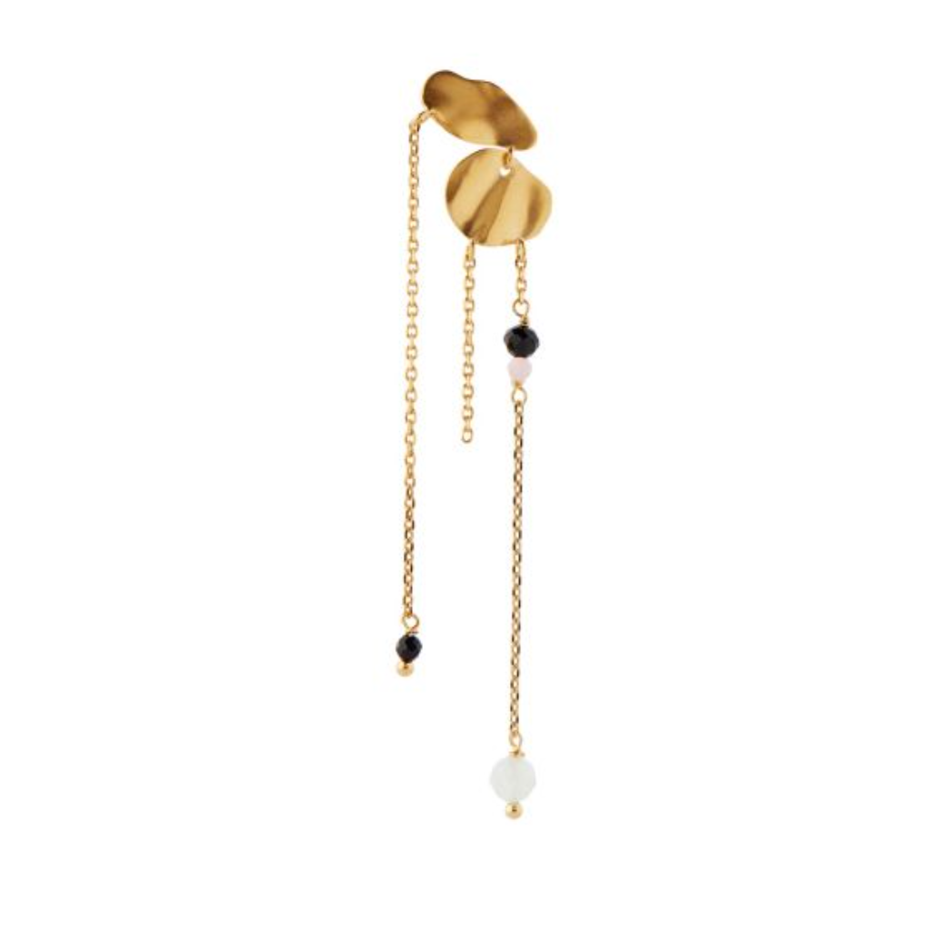 FESTIVE CLEAR SEA EARRING WITH CHAINS & STONES - SINGLE