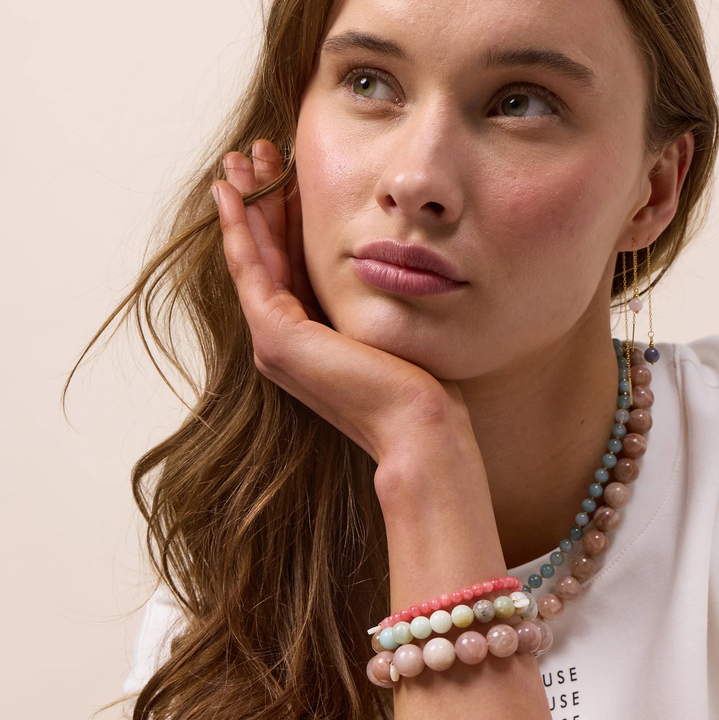 Chunky Sunstone Stretch / Armbånd / Stor