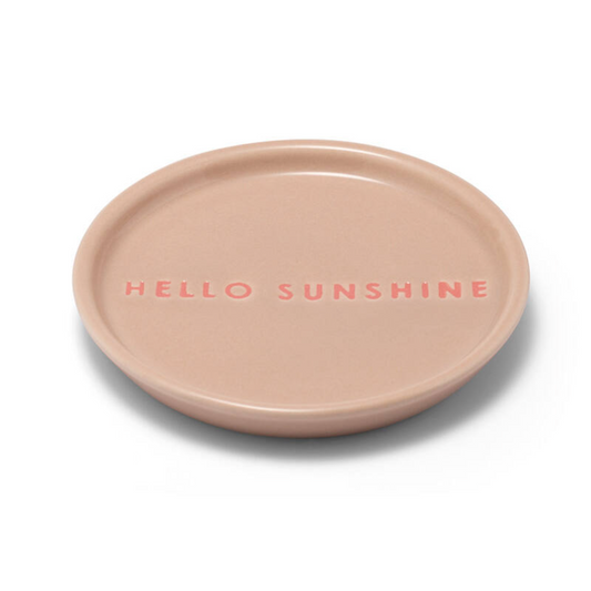 Ceramic petit four plate - HELLO SUNSHINE beige ø8.5cm