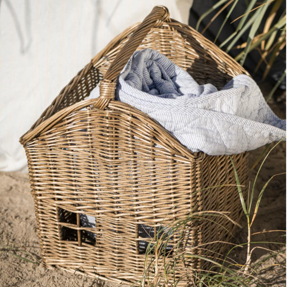 Quilt hvide og blå mælkedrengestriber