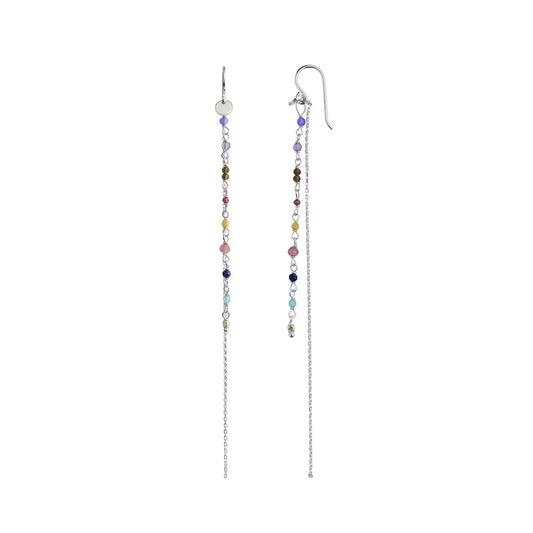 Petit gemstones with long chain earring  mix