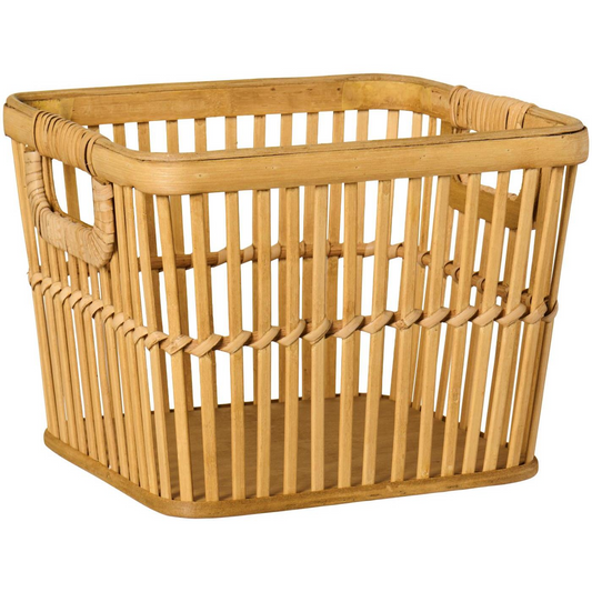 Kurv m/greb åben flet bambus