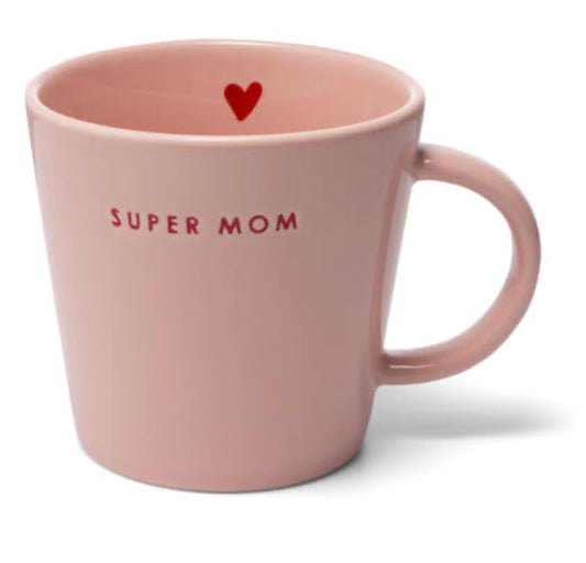 Ceramic tea cup 350ml - SUPER MOM pink