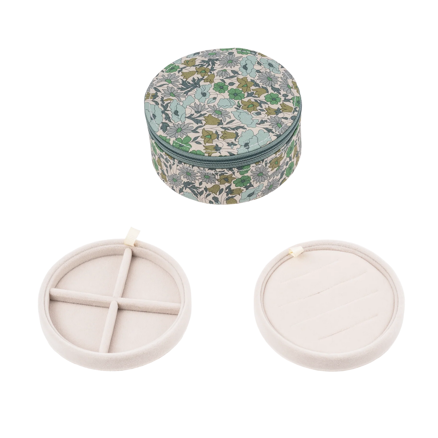 JEWELRY BOX ROUND / LIBERTY POPPY AND DAISY TEAL