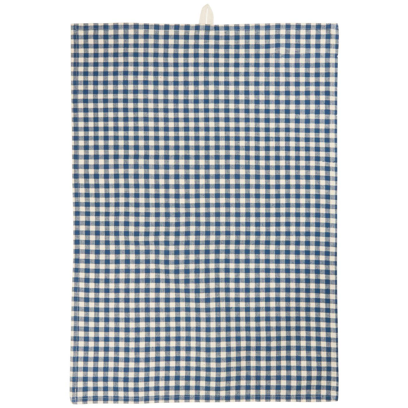 Viskestykke Lucas mørkeblå m/naturfarvede små tern