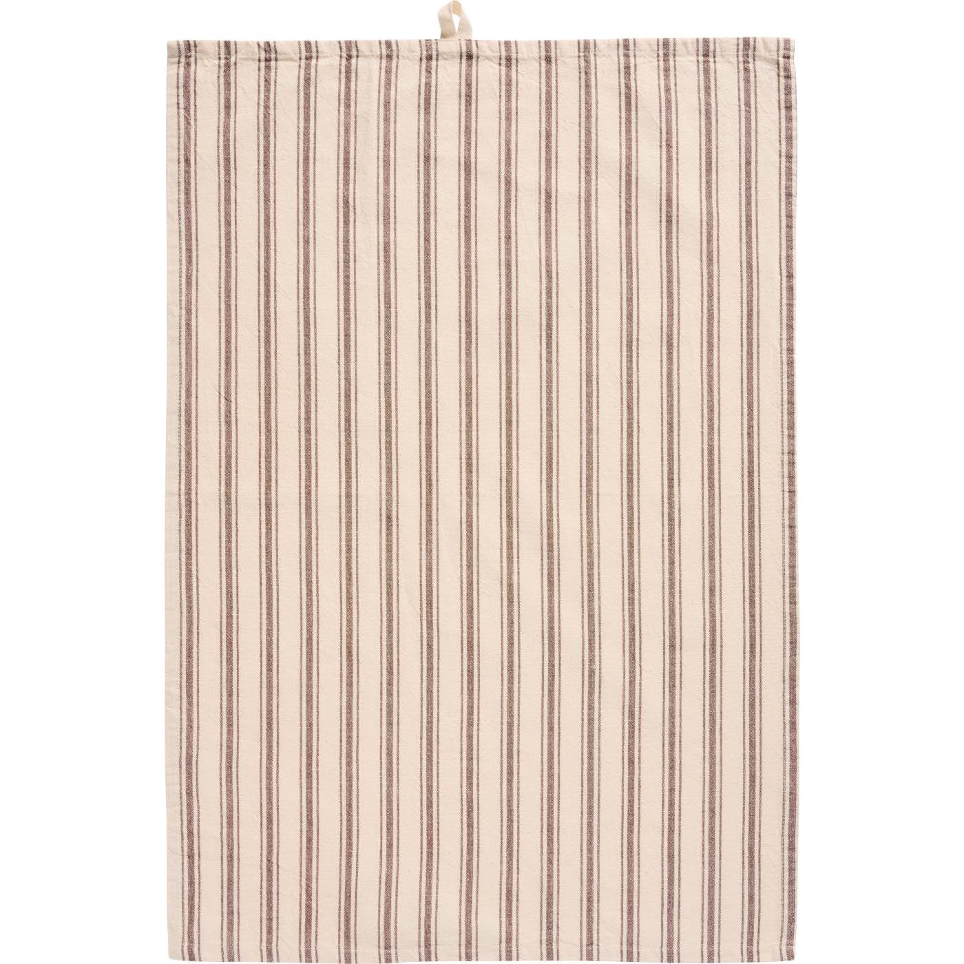 Viskestykke Erling natur m/brune smalle og brede stribe