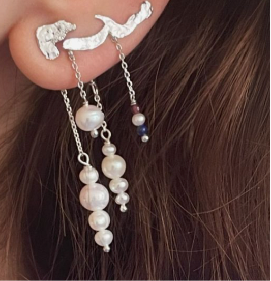 Petit Pearl Berries Behind Ear Silver - Single