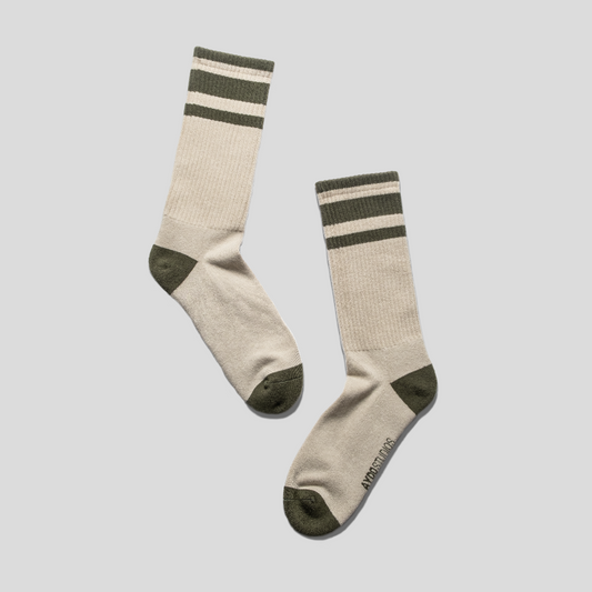 Tennis Sock Bamboo Terry / Mid Calf / Clay White/Riffel Green