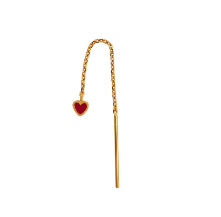 Dangling Love Heart Burgundy - Single