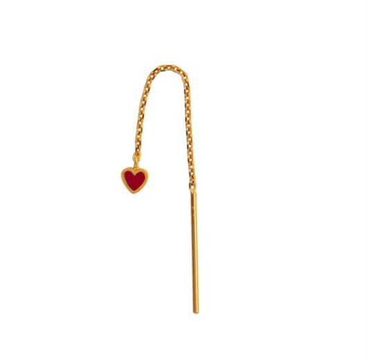 Dangling Love Heart Burgundy - Single