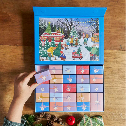 CHRISTMAS TREES & SNOWFLAKES - puslespilsjulekalender med 1.000 brikker