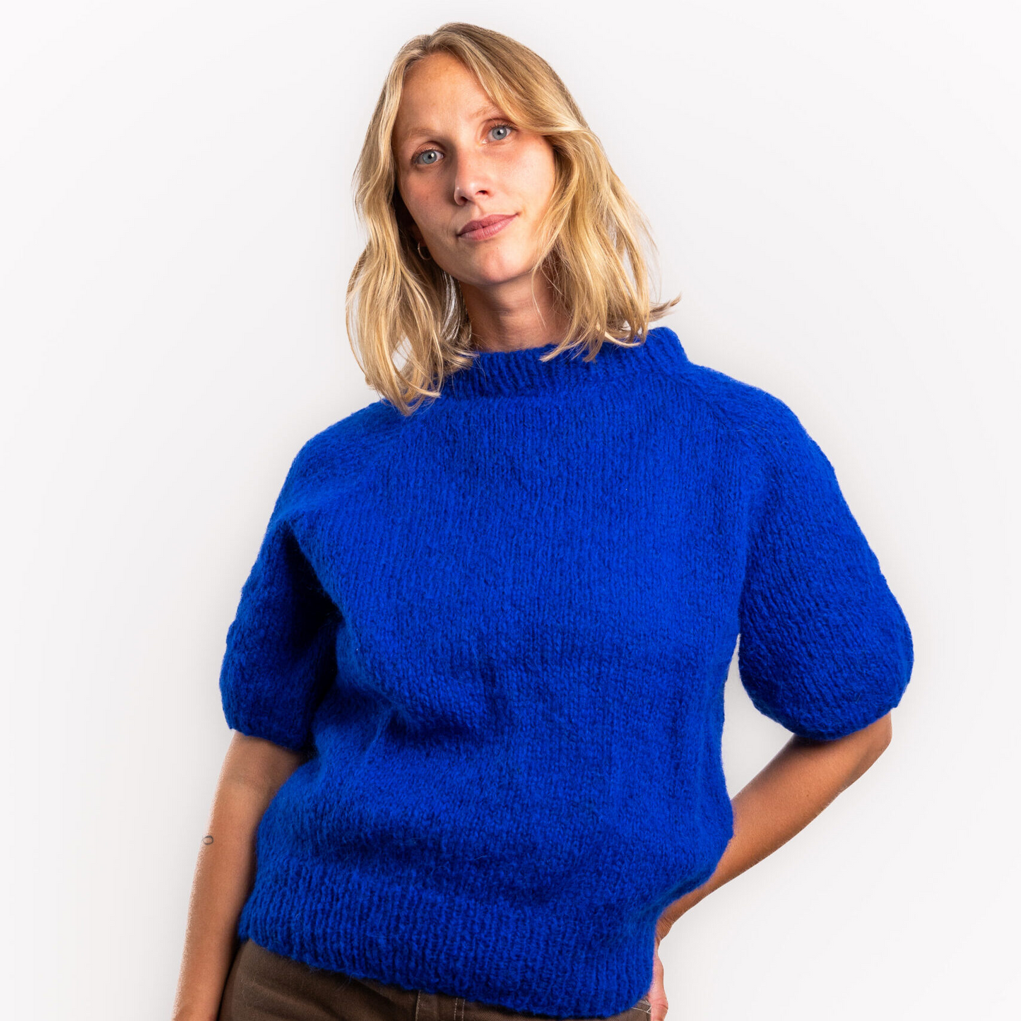 Ida alpaka strik / kortærmet / Blå