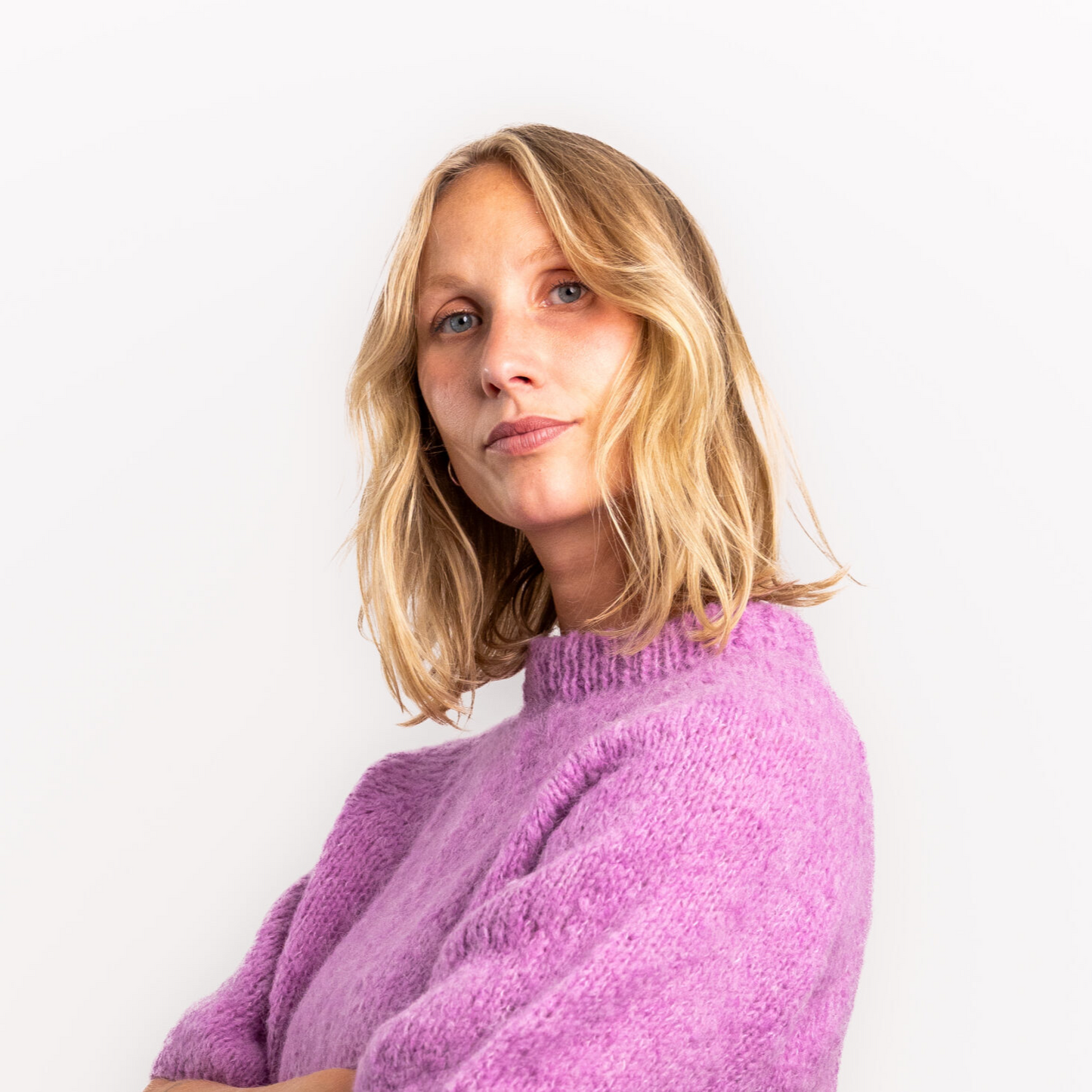 Ida alpaka strik / kortærmet / Lilla