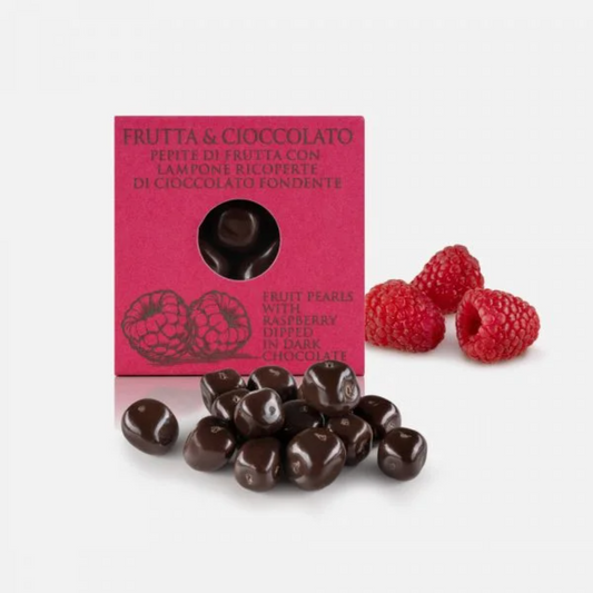 Frugtperler Med Hindbær Med 66% Mørk Chokolade - 60 gr.