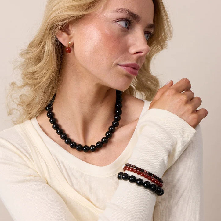 Petite Red Tiger Eye Stretch / Armbånd / Lille