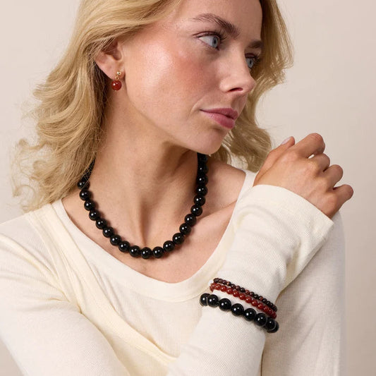 Petite Red Tiger Eye Stretch / Armbånd / Lille